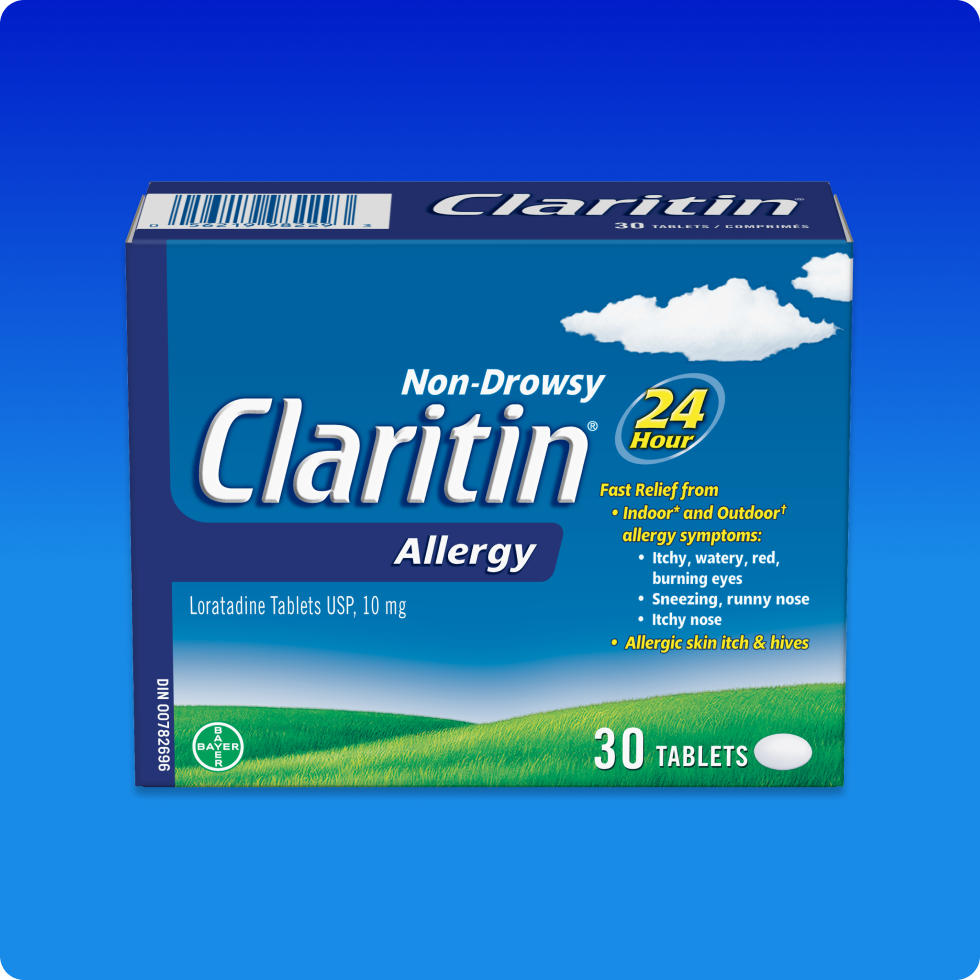Front view of Claritin® Allergy Tablets 24 Hour pack.
