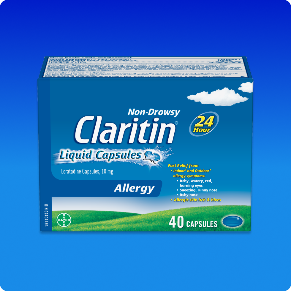 Front view of Claritin® Liquid Capsules 24 Hour pack.