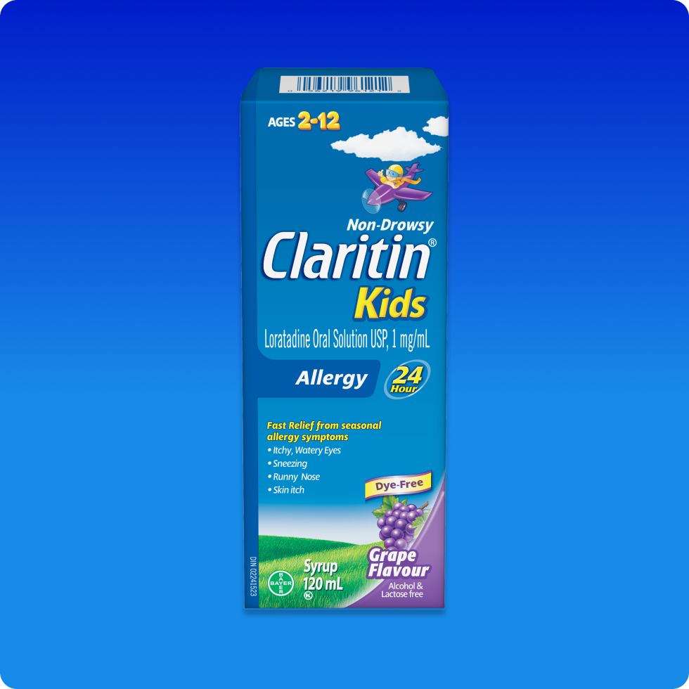 Front view of Claritin® Kids Syrup 24 Hour carton.
